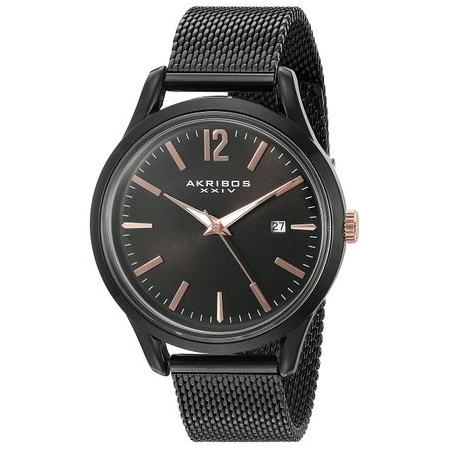 Akribos XXIV Omni Black Dial Men's Mesh Watch AK920BK
