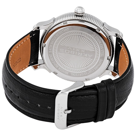 Akribos XXIV Silver Dial Black Leather Men's  Watch AK726SSB