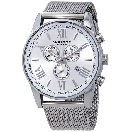 Akribos XXIV Akribos Xxiv Silver Dial Stainless Steel Chronograph Men's Watch AK813SS