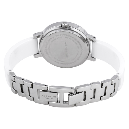 Akribos XXIV Silver Dial White Ceramic Ladies Watch AK758SSW