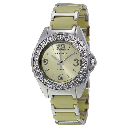 Akribos XXIV Akribos Beige Ceramic and Silver-tone Ladies Watch AK514BG