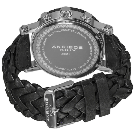 Akribos XXIV Akribos Chronograph Black Leather Men's Watch AK571BK