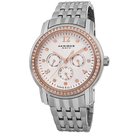 Akribos XXIV Akribos Multifunction  Pink Dial  Stainless Steel Ladies Watch AK626SS AK626SS