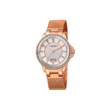 Akribos XXIV Ador Silver Dial Ladies Rose Gold Watch AK840RG