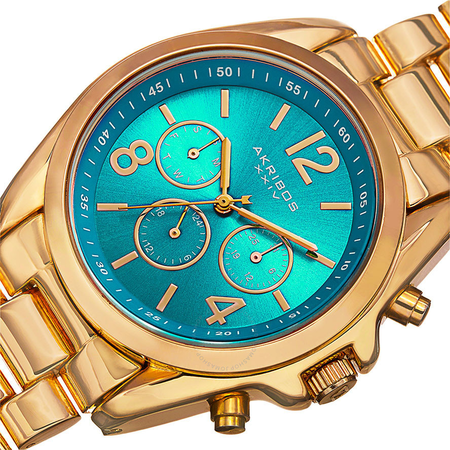 Akribos XXIV Blue Dial Yellow Gold-Tone Multi-Function Ladies Watch AK760YGTQ