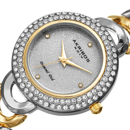 Akribos XXIV Diamond Silver-tone Dial Ladies Watch AK1050TTG