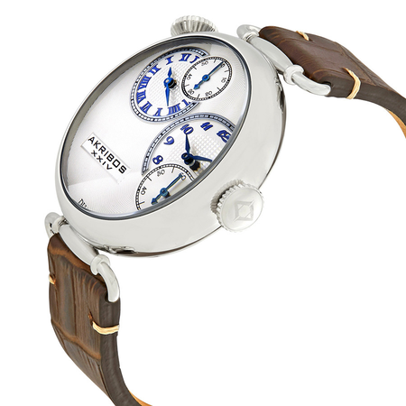 Akribos XXIV Dual Time Silver Men's Watch AK796SSBR