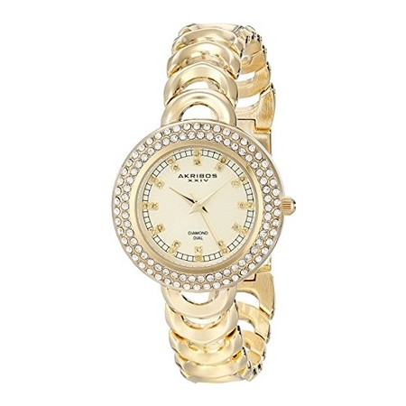 Akribos XXIV Empire Ladies Gold-Tone Bangle Watch AK804YG