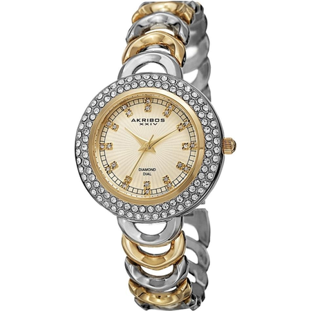 Akribos XXIV Gold Dial Two Tone Quartz Ladies Watch AK804TTG