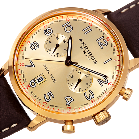 Akribos XXIV Men's Dual Time Watch AK1023YGBR
