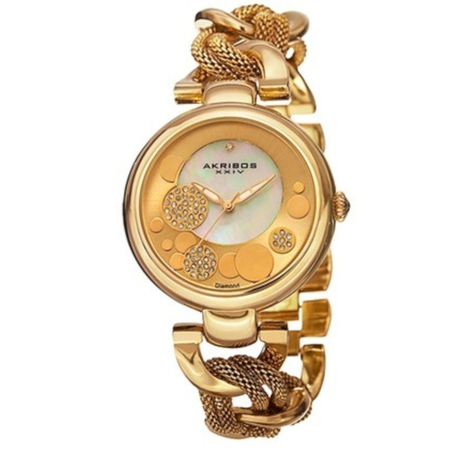 Akribos XXIV Quartz Mother of pearl and Diamond Ladies Watch AK895YG-BX