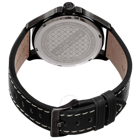 Akribos XXIV Trek Black Dial Black Leather Men's Watch AK833WT