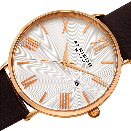 Akribos XXIV Waves White Dial Men's Watch AK1041RGBR