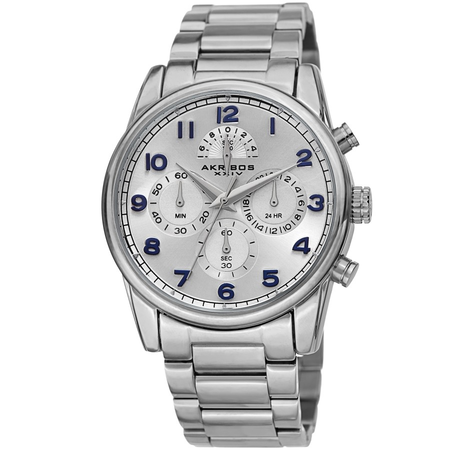 Akribos XXIV Chronograph Silver-tone Dial Men's Watch AK1042SS