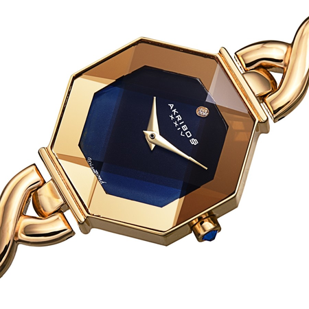 Akribos XXIV Diamond Black Dial Ladies Watch AK1086YGB
