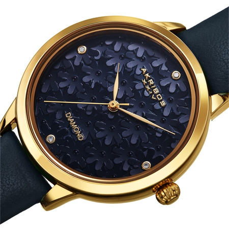 Akribos XXIV Diamond Blue Dial Ladies Watch AK1051BU