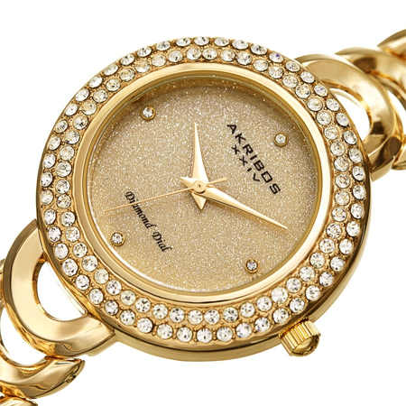Akribos XXIV Diamond Gold Tone Dial Ladies Watch AK1050YG