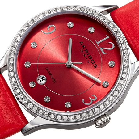 Akribos XXIV Diamond Red Dial Ladies Watch AK1011RD