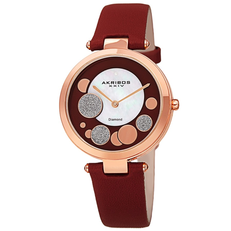 Akribos XXIV Diamond Red Dial Ladies Watch AK1069BUR