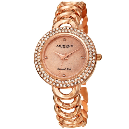 Akribos XXIV Diamond Rose Gold-tone Dial Ladies Watch AK1050RG