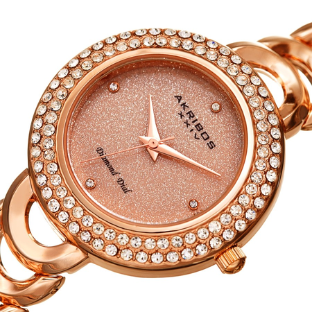 Akribos XXIV Diamond Rose Gold-tone Dial Ladies Watch AK1050RG