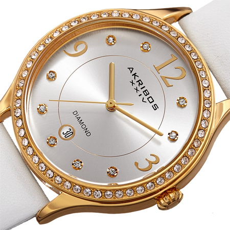 Akribos XXIV Diamond Silver-tone Dial Ladies Watch AK1011WT