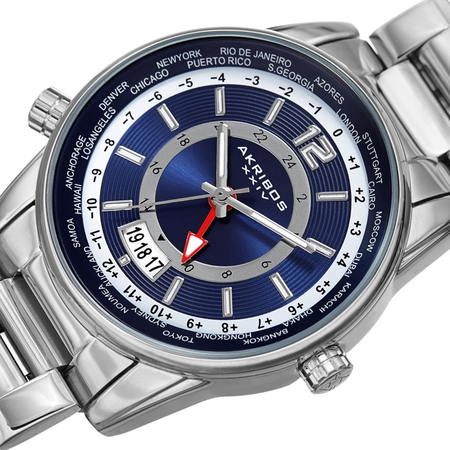 Akribos XXIV GMT Blue Dial Men's Watch AK1021SSBU