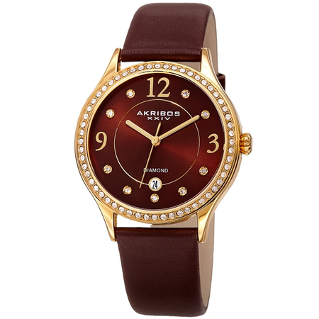 Akribos XXIV Quartz Diamond Brown Dial Ladies Watch AK1011BR
