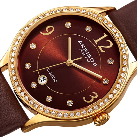 Akribos XXIV Quartz Diamond Brown Dial Ladies Watch AK1011BR