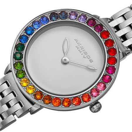 Akribos XXIV Quartz White Dial Ladies Watch AK1091SS