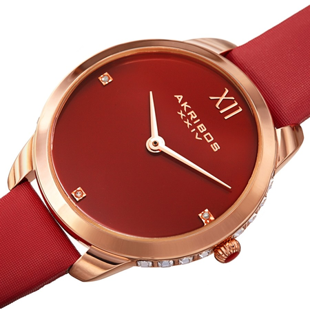 Akribos XXIV Red Dial Ladies Watch AK1059RD