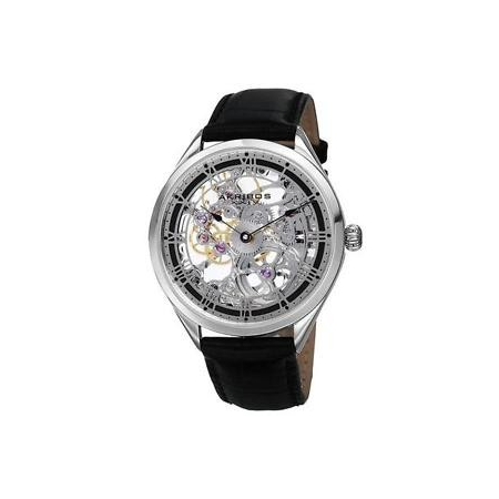 Akribos XXIV Silver Skeleton Dial Stainless Steel Men's Watch AK802SSB