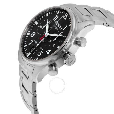 Alpina Startimer Black Dial Stainless Steel Bracelet Men's Watch AL372B4S6B AL-372B4S6B