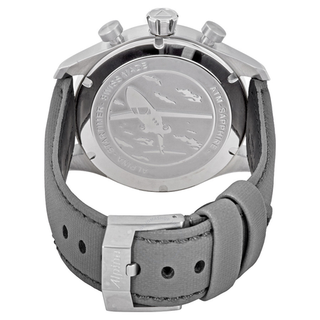 Alpina Startimer Pilot Black Dial Grey Leather Men's Watch AL372B4S6 AL-372B4S6