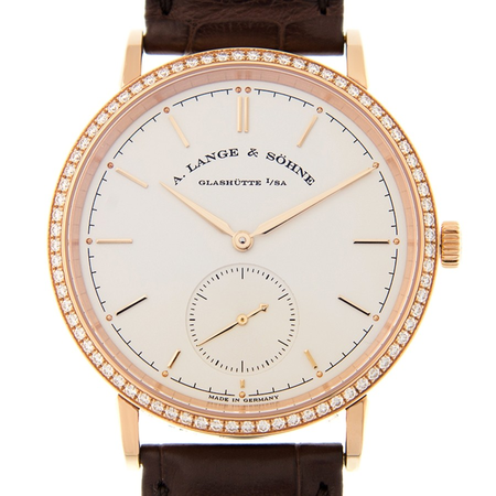 A. Lange & Sohne A Lange and Sohne Saxonia Rose Gold Diamond Brown Leather Men's Watch 842.032