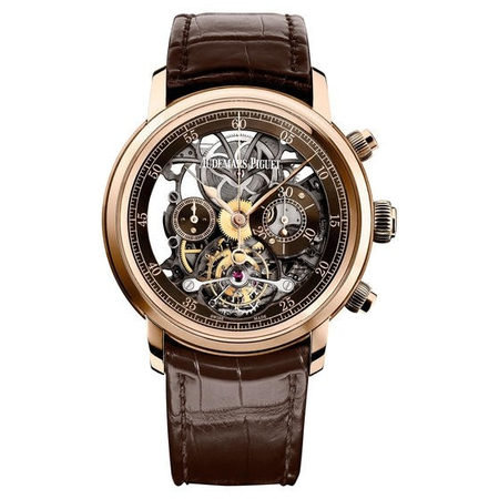 Audemars Piguet Jules Audemars Tourbillon Brown Skeleton Dial Men's Watch 26346OR.OO.D088CR.01