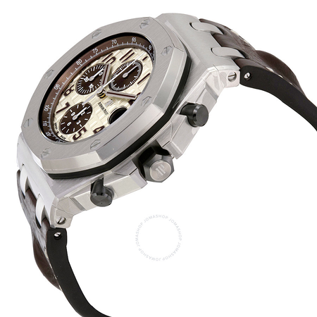 Audemars Piguet Royal Oak Offshore Ivory Dial Brown Alligator Leather Men's Watch 26470STOOA801CR01 26470ST.OO.A801CR.01