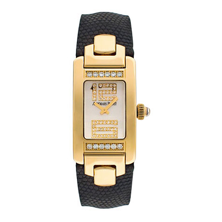 Audemars Piguet Promesse Diamond Yellow Gold Black Leather Ladies Watch 67461BA.ZZ.A001LZ.02