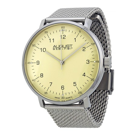 August Steiner Cream Dial Stainless Steel Mesh Men's Watch AS8091SS