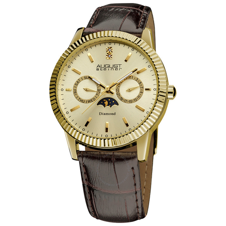 August Steiner Diamond Multi-Function Gold-Tone Men's Watch AS8051YG