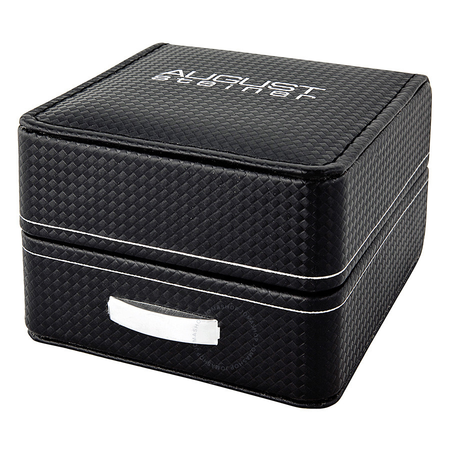 August Steiner Diamond Multi-Function Black Leather Men's Watch AS8051SS