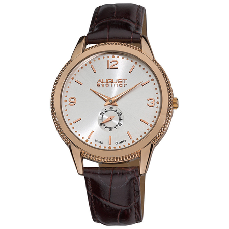 August Steiner Silver Dial Brown Leather Men's Watch AS8020RG