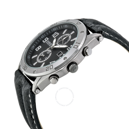 August Steiner Black Dial Black Leather Men's Watch AS8117BK