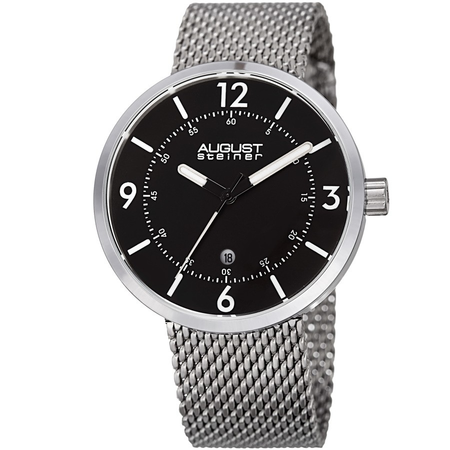August Steiner Black Dial Men's Watch AS8204SSB