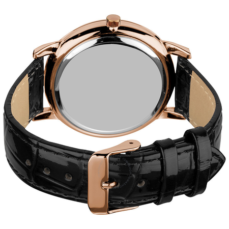 August Steiner Black Dial Rose Gold-Tone Metal Black Leather Men's Watch AS8055RG