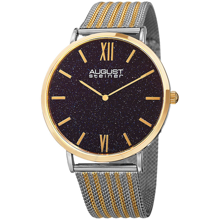 August Steiner Blue Sandstone Dial Men's Two Tone Watch AS8218TTG