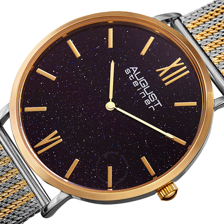 August Steiner Blue Sandstone Dial Men's Two Tone Watch AS8218TTG