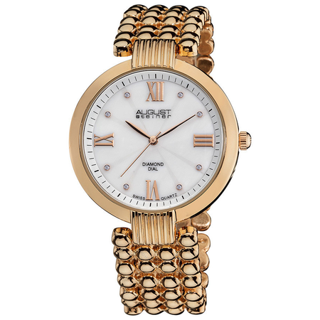 August Steiner Diamond Mother-Of-Pearl Rose Gold-tone Ladies Watch AS8065RG