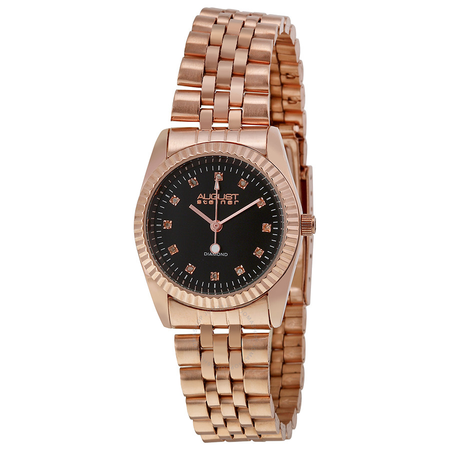 August Steiner Black Enamel Dial Rose Gold-tone Ladies Watch AS8046RG