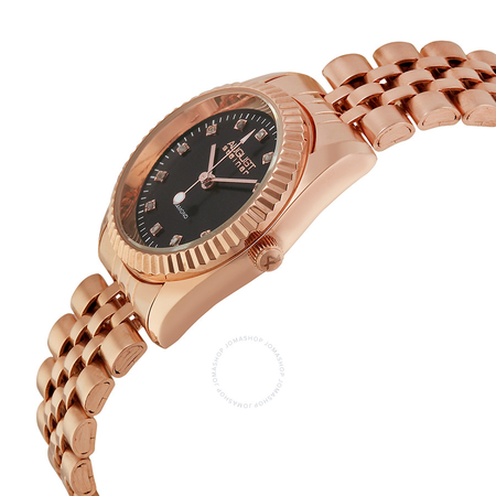 August Steiner Black Enamel Dial Rose Gold-tone Ladies Watch AS8046RG